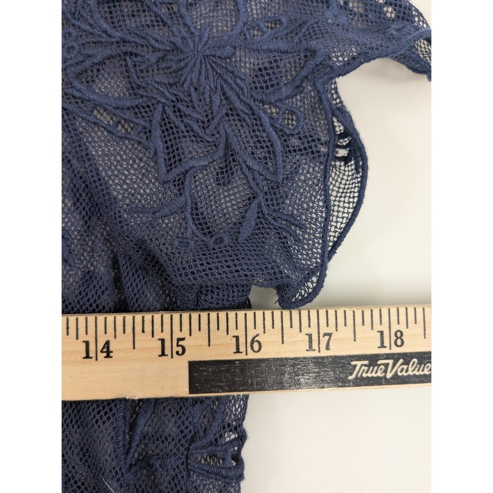 Vanessa Virginia Anthropologie Womens Floral Sheer Lace Crop Top S Blue Romantic - Picture 8 of 11